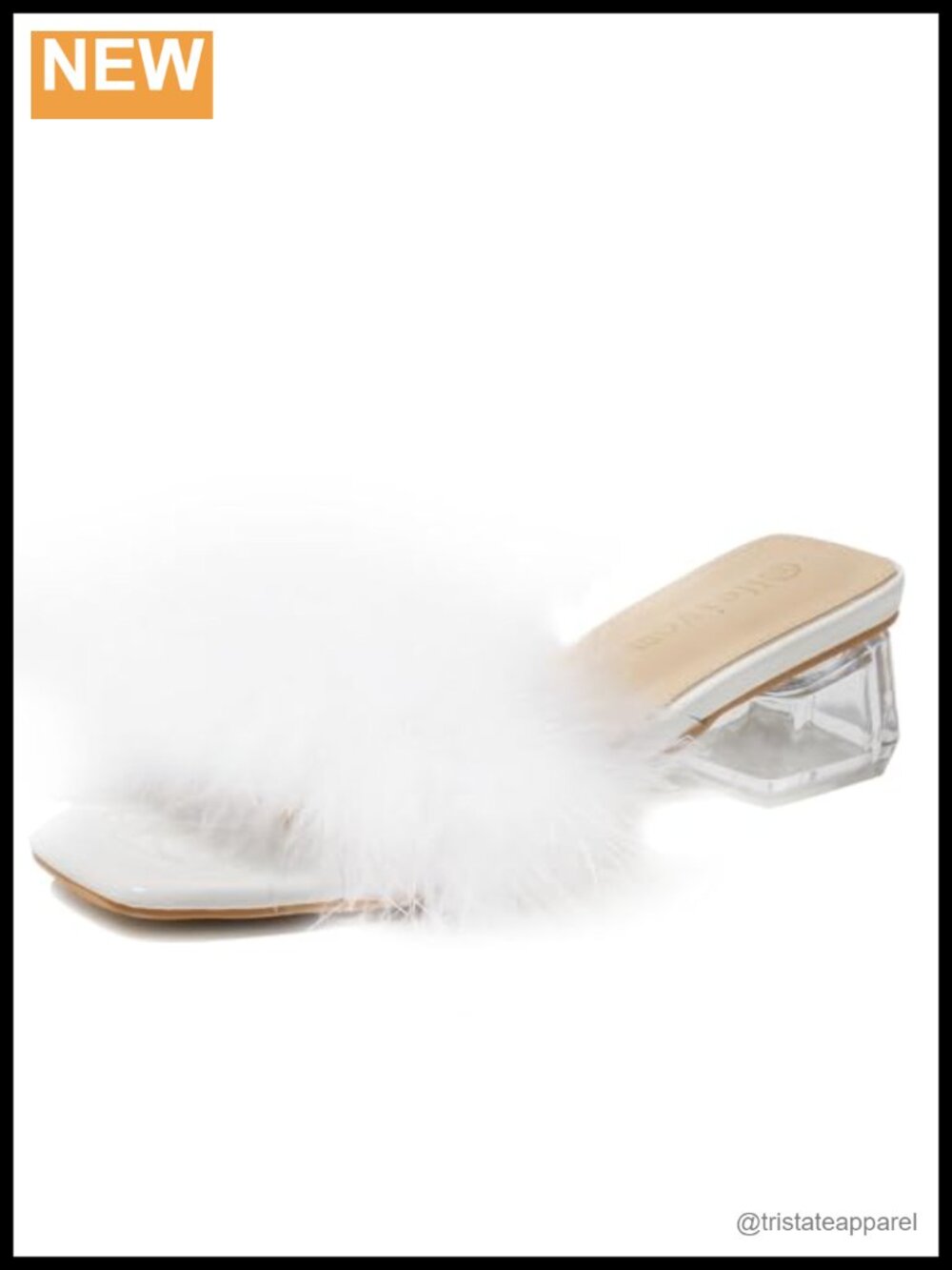 Square Toe Low Block Heel Sandals Clear Mules Faux Fur Slip On Wedding Party